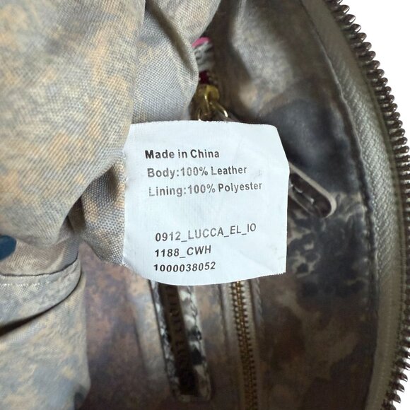 Elliott Lucca 100% Leather Snakeskin Print Hobo Satchel Shoulder Bag Gray - Picture 15 of 15